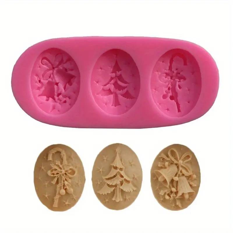 Festive Christmas Tree, Bells, and Candy Cane Soap Silicone Mold