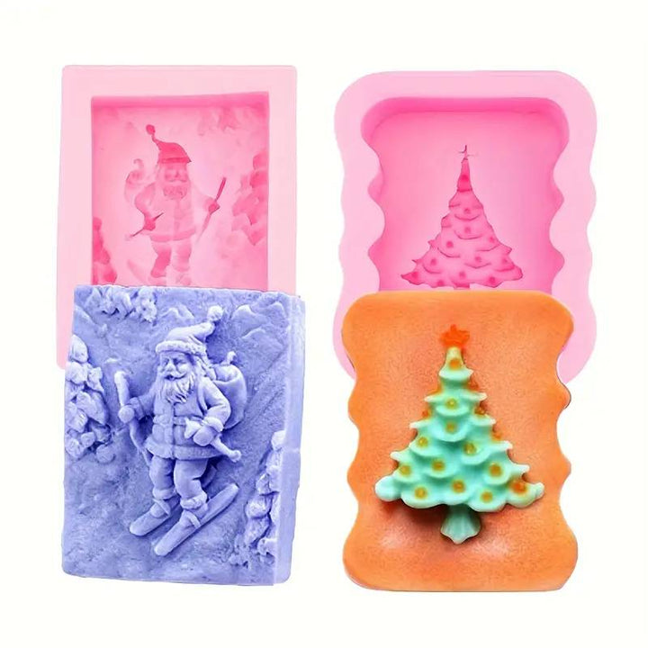 Yuletide Joy: Silicone Santa & Tree Soap Mould Duo