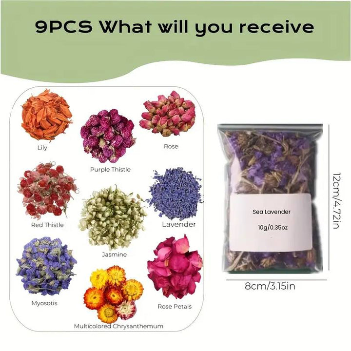 9-Bag Dried Flower & Herb Collection for Soap Crafting
