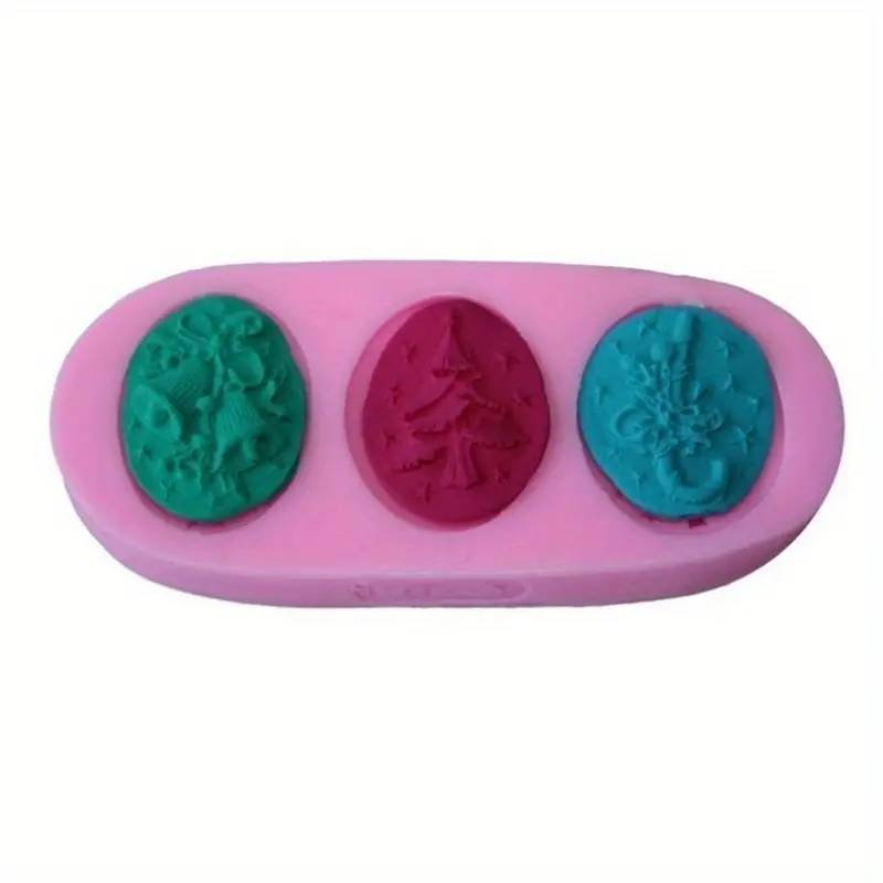 Festive Christmas Tree, Bells, and Candy Cane Soap Silicone Mold